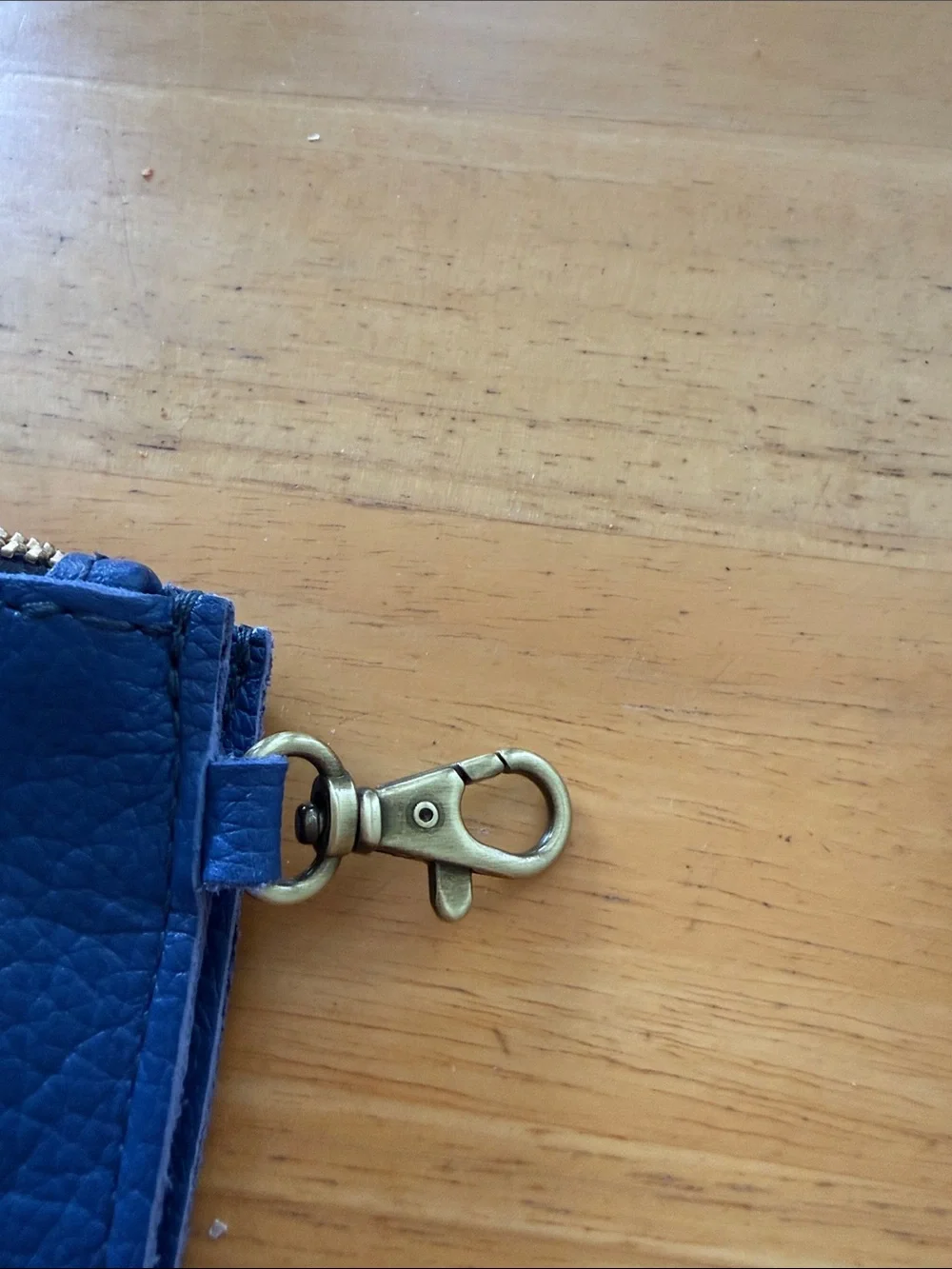 Portland Leather Blue Zip Card Pouch with Clip